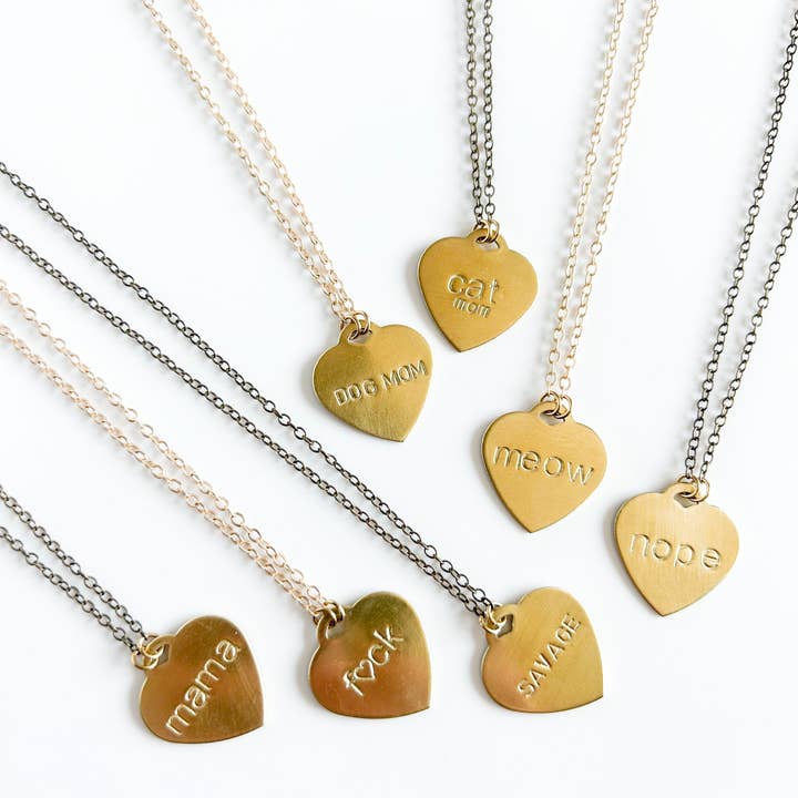 Grey Theory Mill - Wholesale Pendant/Charm Necklace - Custom Stamped Necklace-- Heart or Circle Tag **NEW CHAIN**