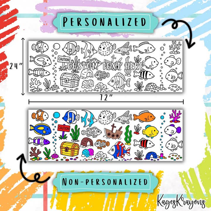 KagesKrayons – wholesale Colouring tablecloth – Child & baby – 6 Foot Fish Tank Coloring Page Banner - Coloring Table Cover2