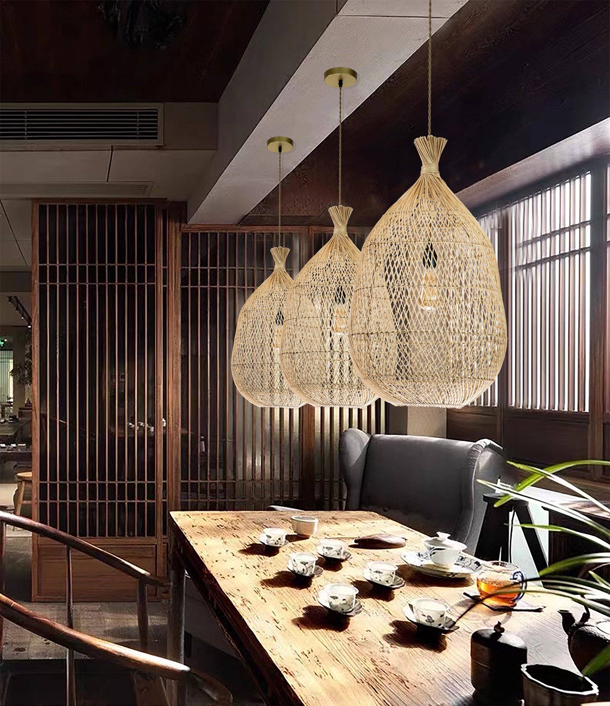 ELE Light & Decor - Wholesale Chandelier/Hanging Light - Handmade Rattan Teardrop Pendant Light