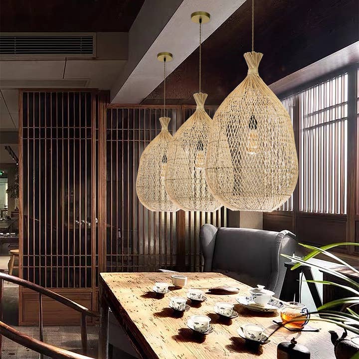 ELE Light & Decor - Wholesale Chandelier/Hanging Light - Handmade Rattan Teardrop Pendant Light