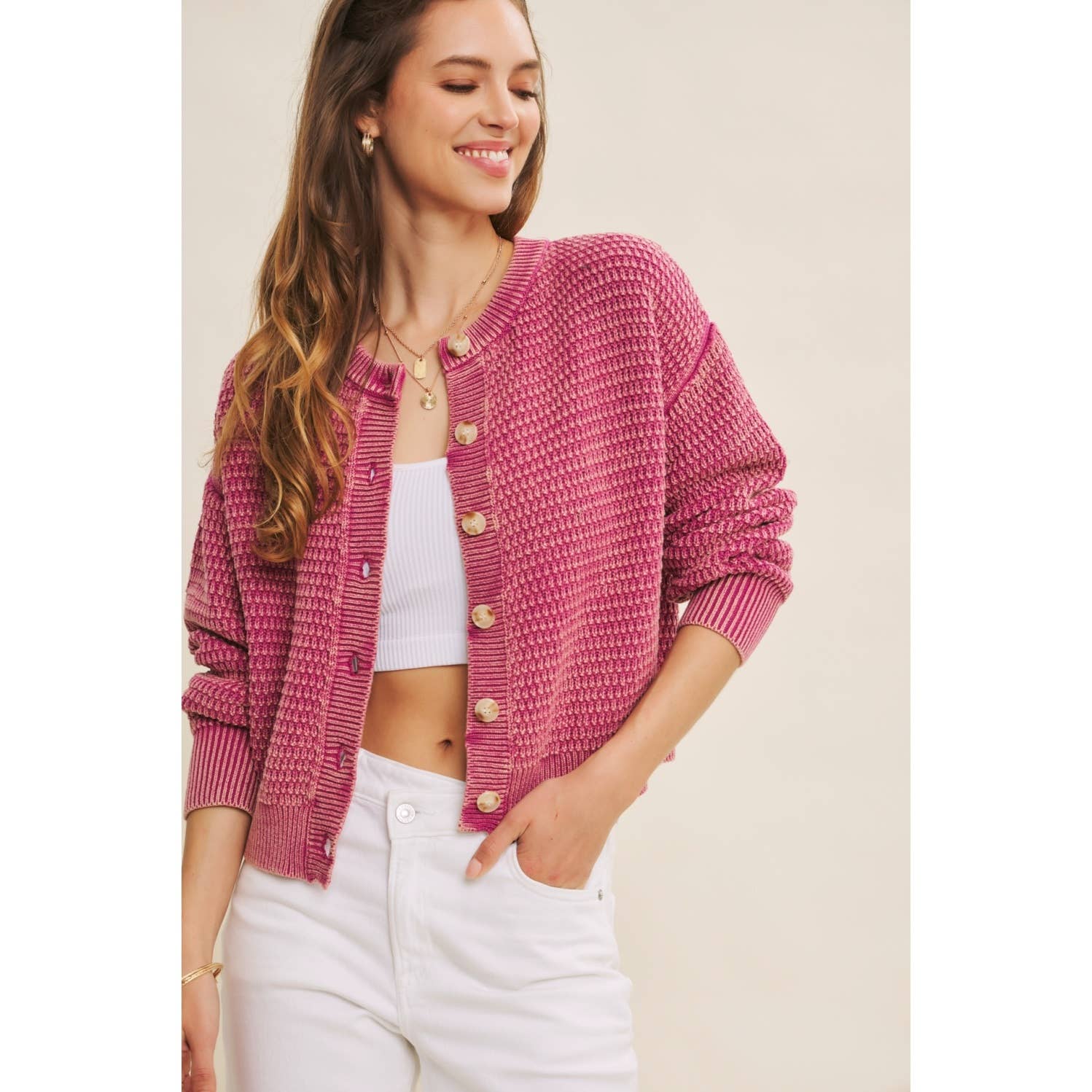 in february - Wholesale Cardigan - Women's - COZY CHIC LAYER MINERAL-WASHED CABLE KNIT SWEATER CARDIGAN3