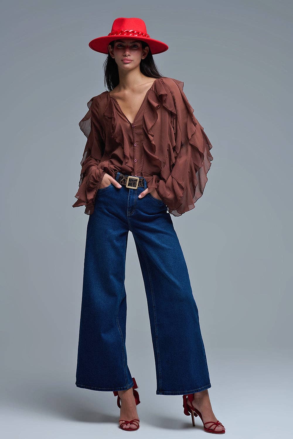 Basic Stretch Jeans with Wide Leg in Deep Blue for wholesale on Faire5