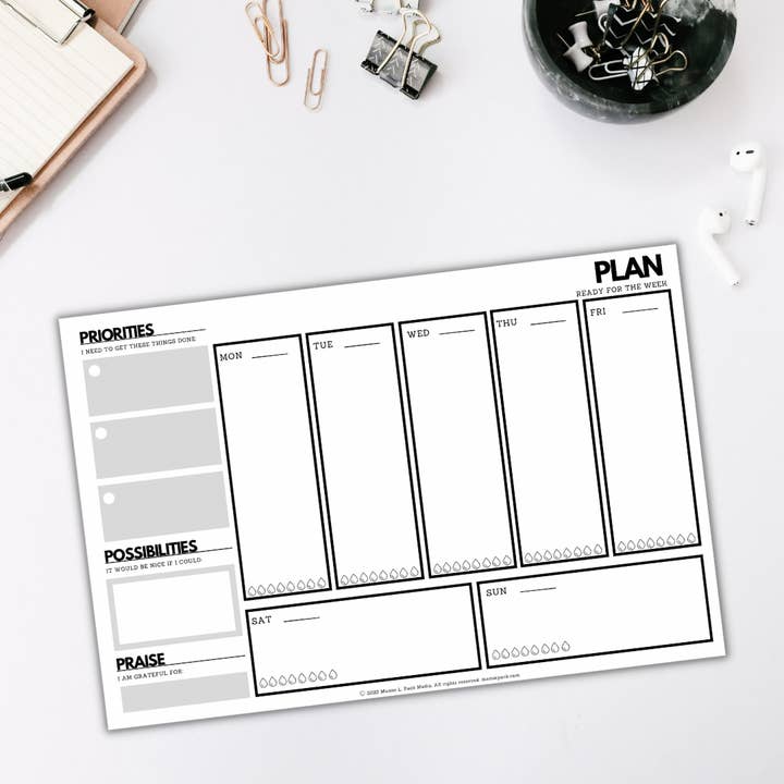 Mamie L. Pack Media - Wholesale Planner - Productivity Weekly desktop undated planner pad1