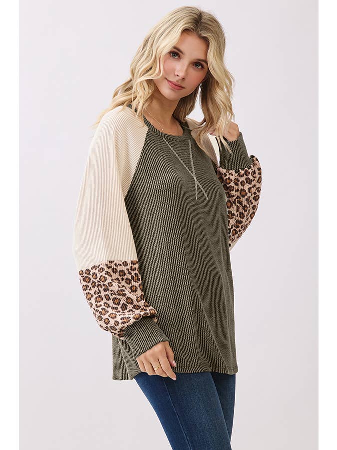 7th Ray – wholesale Knit top – Women's – Color Block Raglan Long Sleeve Pullover Top T610716