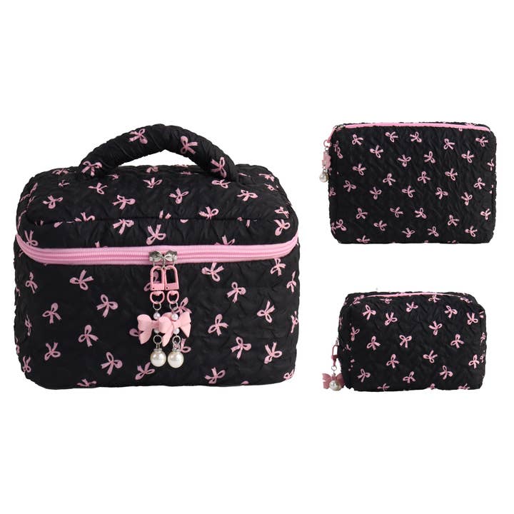 Dipped Shop - Wholesale Makeup/Cosmetic Bag - Bow Print Large Capacity Sweet cosmetic bag DPB2506