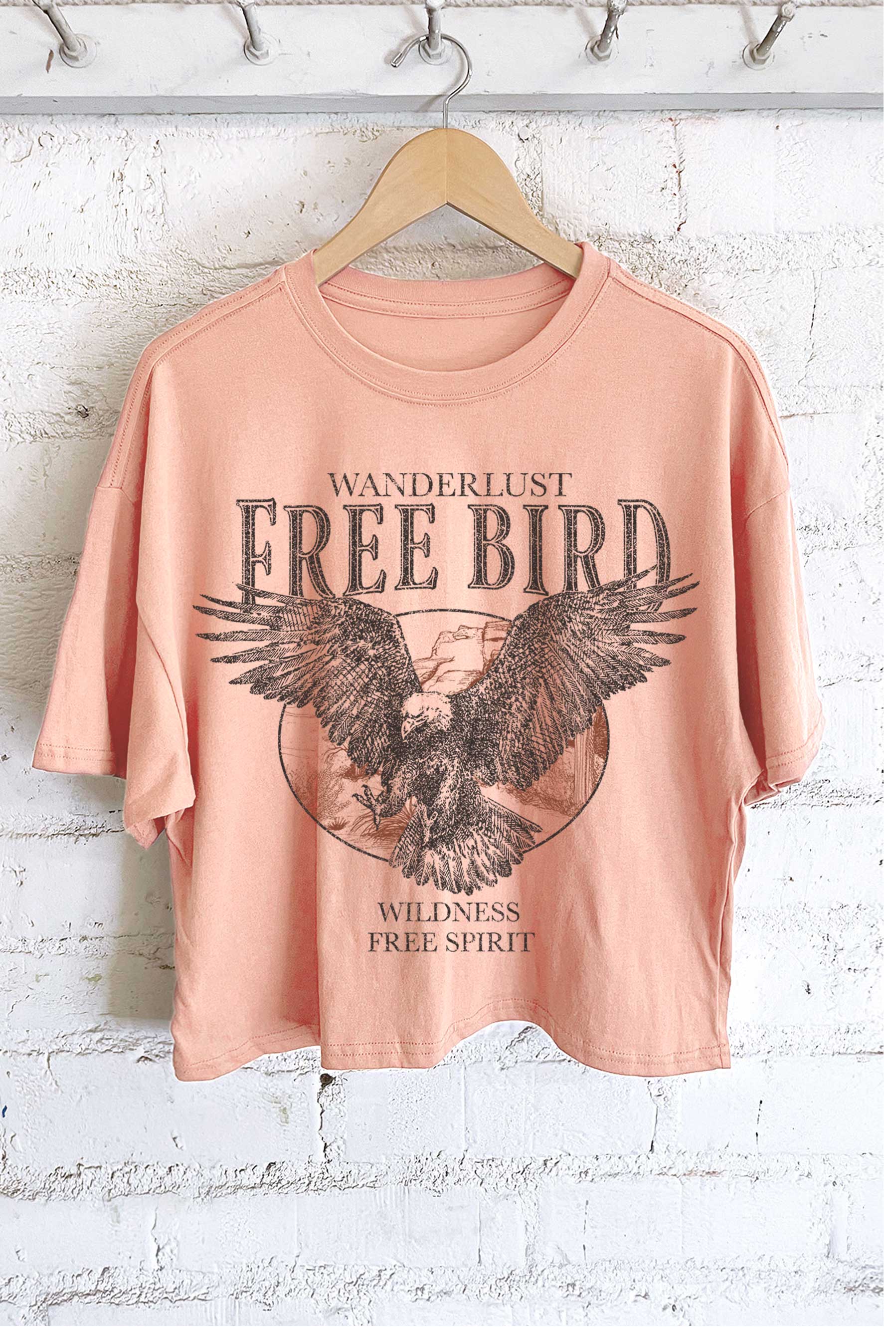 Rustee Clothing - Vente T-shirt sérigraphié – femme - HAUT COURT À IMPRIMÉ OISEAU AIGLE GRATUIT4