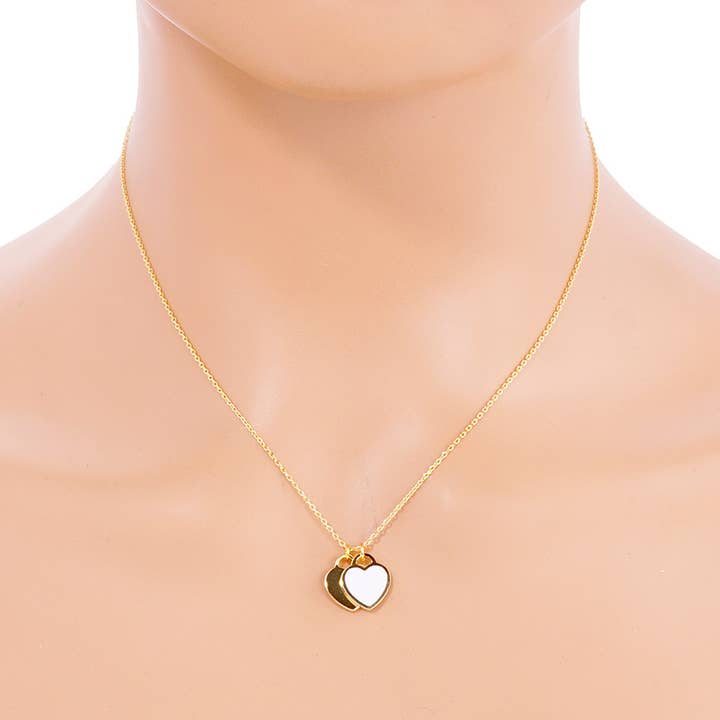 Sensibling Corp. - Wholesale Pendant/Charm Necklace - Enamel Metal Double Heart Pendant Necklace10