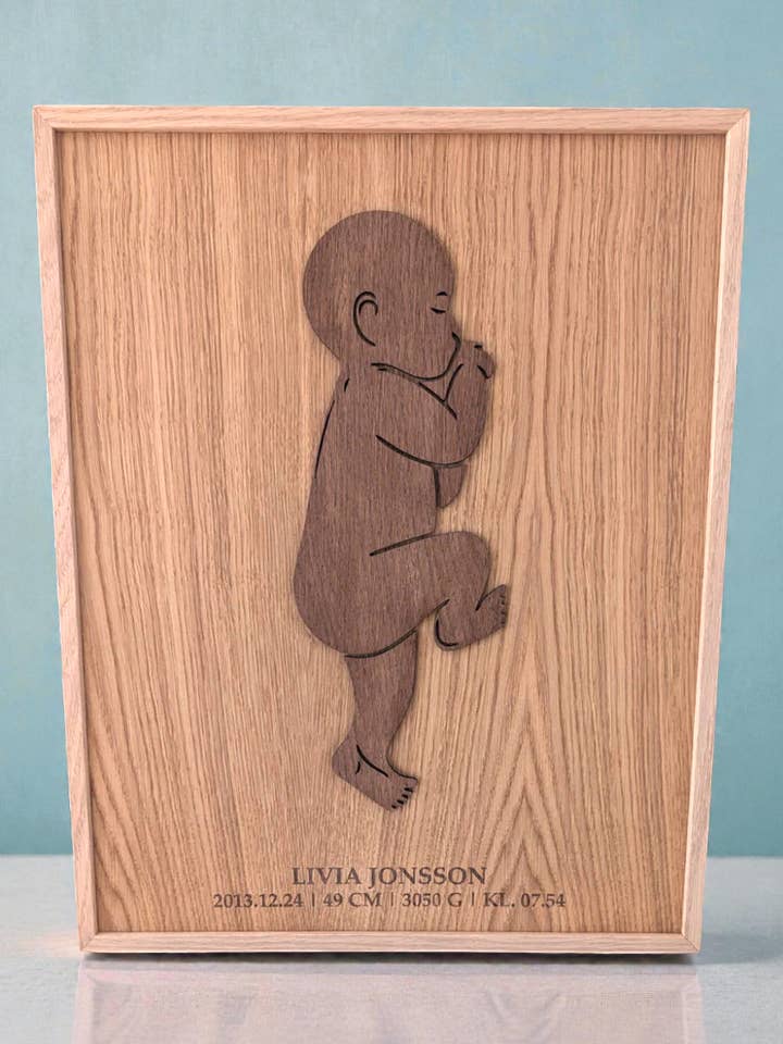 Fødselsplakat baby vendt mod højre for engroshandel hos WoodlyArt