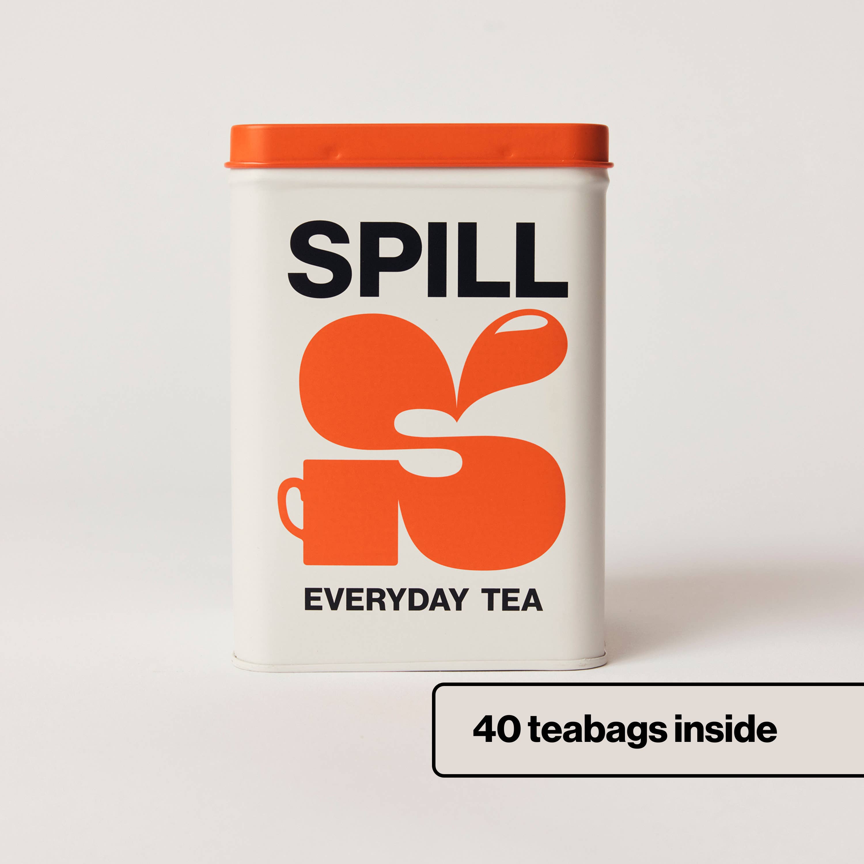 Spill – wholesale Tea bags – SPILL EVERYDAY TEA TIN of 40 teabags (Case of 6 tins)