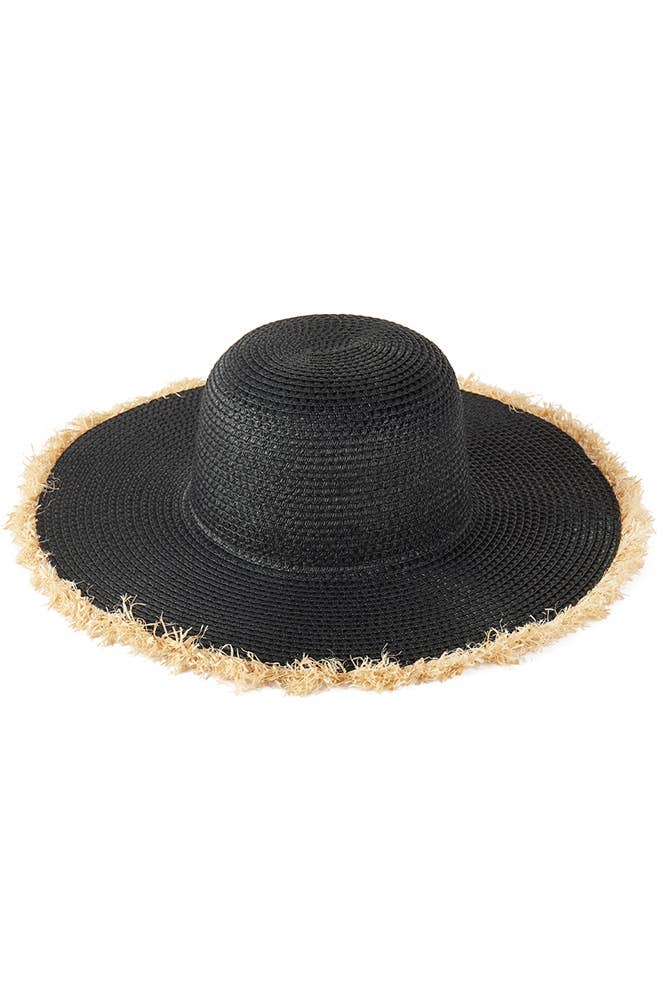 Hana - Vendita all'ingrosso Cappello di paglia - Donna - Cappello Estivo di Paglia a Tesa Larga Bicolore con Bordo Sfilacciato21