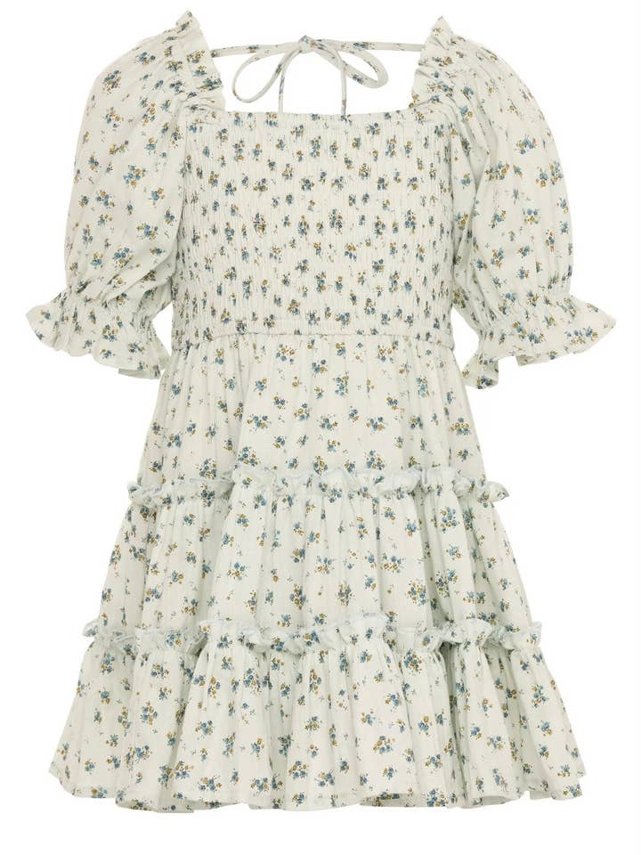 Melt Children's Clothing – Engroshandel Kjole - Børn – Beige blomsterkjole1