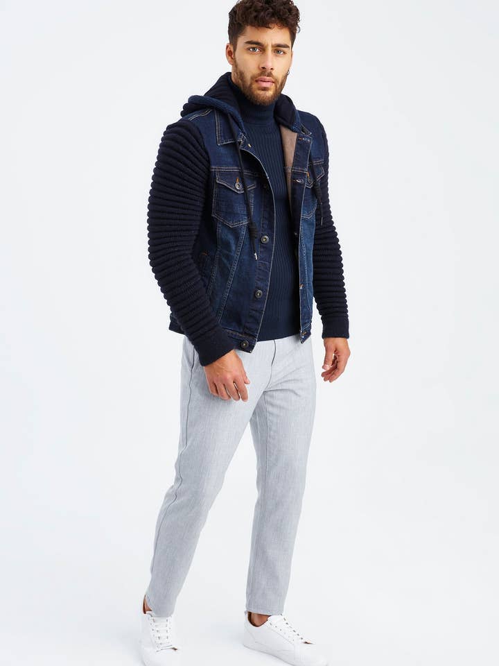 Men's Denim Jacket Hood LN-5240 for wholesale by Leif Nelson GmbH