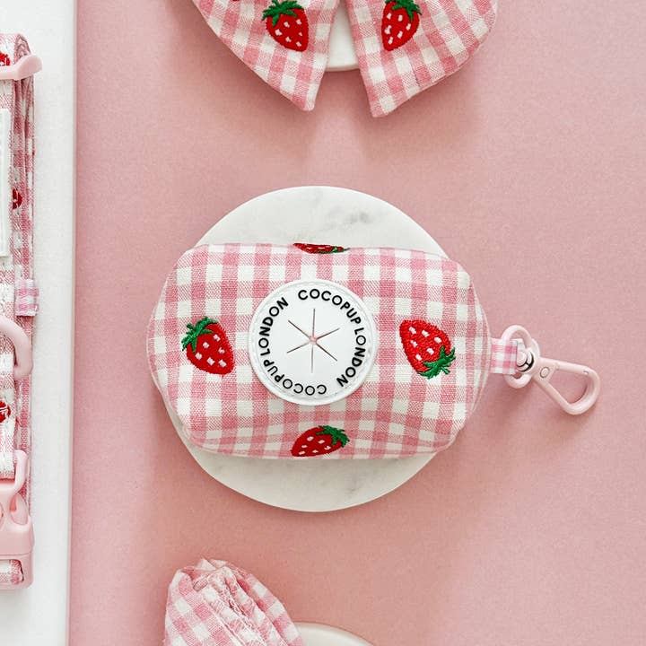 Strawberry Picnic Pup Poop Bag Holder for wholesale by Cocopup London