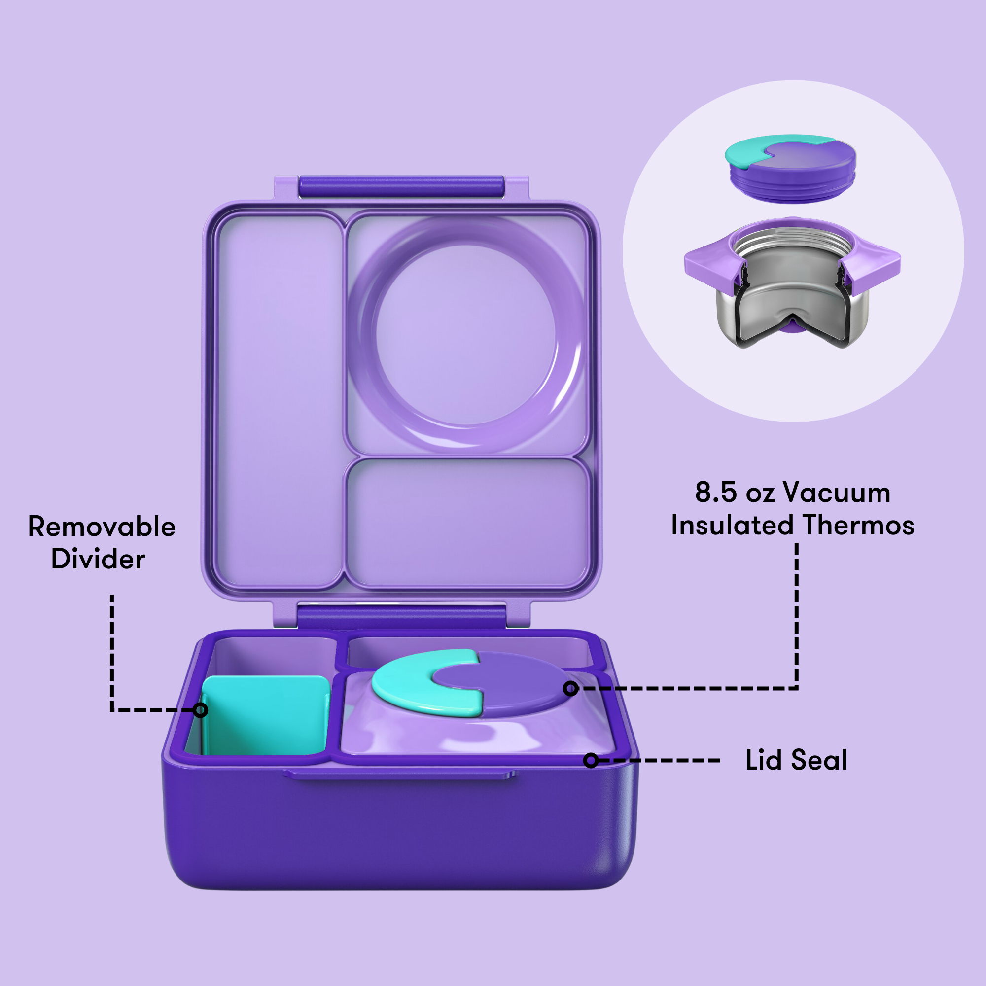 OmieLife - Wholesale Broodtrommel/lunchdoos - Kinderen - OmieBox: Paarse pruim1