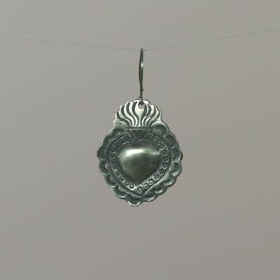 Sterling Large Sacred Heart Earrings for wholesale by Moosepablos, Inc.