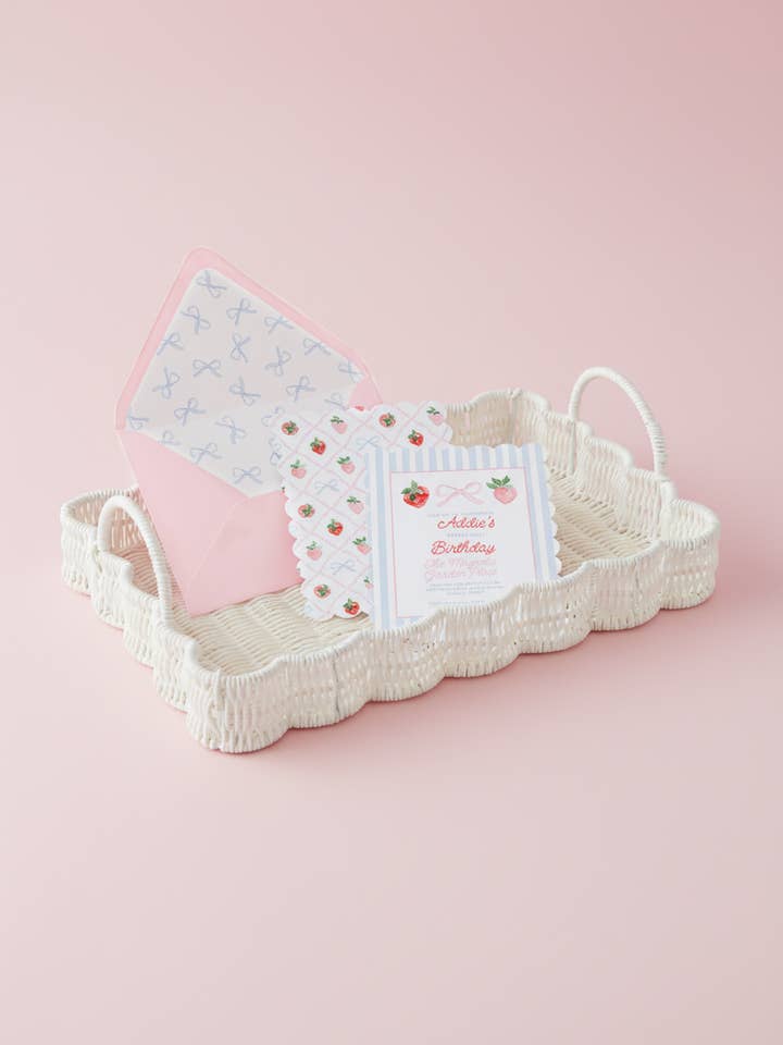 O Conjunto de Convites Berry Sweet Scallop por atacado de Pearly Peach