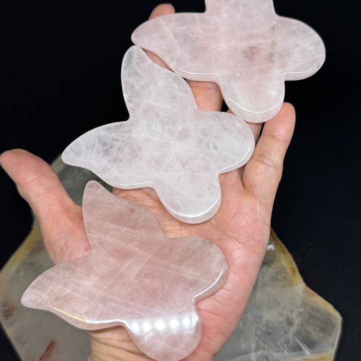 The 7 Directions - Wholesale Spiritual Stone/Crystal - 3 pc Butterfly shape Gua sha tool FY372