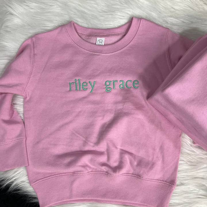 Personalized Kid's Fleece Crew Neck Custom Embroidered Name for wholesale by MidWest Tees