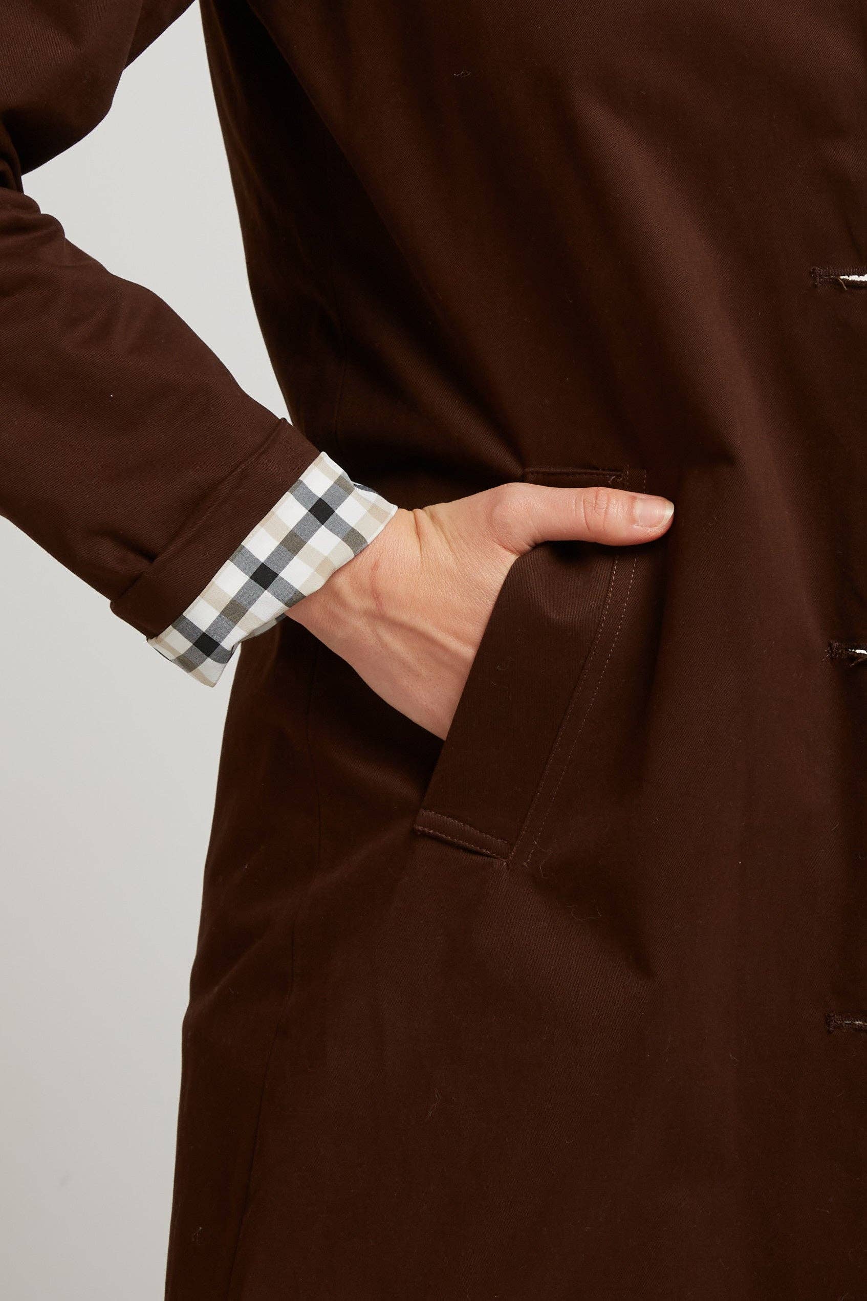 Andy & Lucy - Venta al por mayor Gabardina - Mujer - MANCHESTER - Trench coat largo con forro a cuadros7