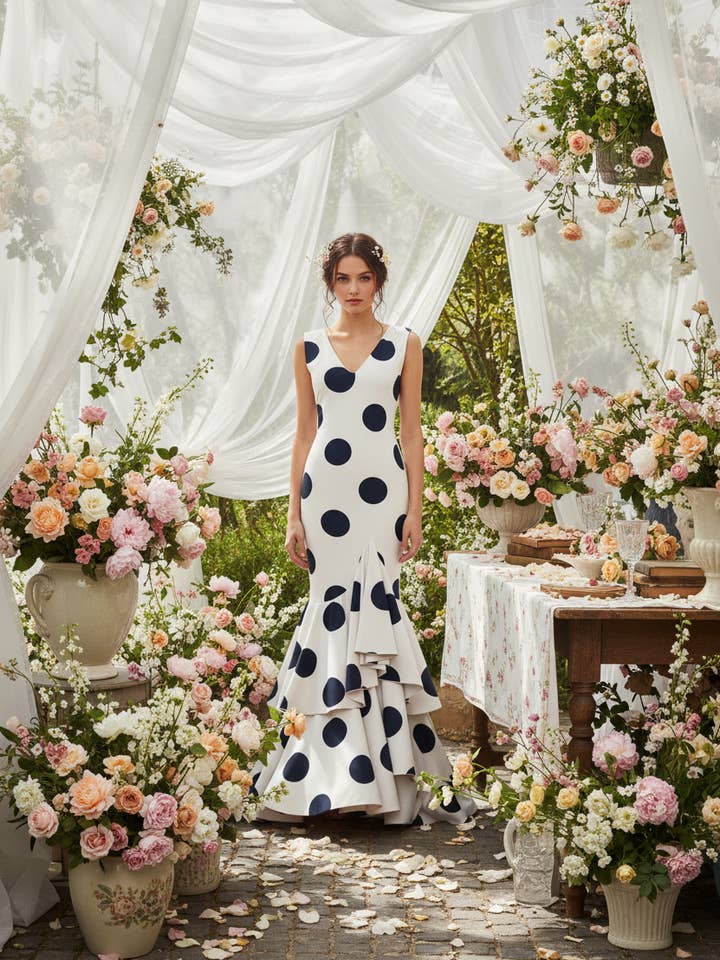 Weißes Flamenco-Kleid - Elegante Reinheit | Ref. G0492 für den Großhandel von EMMA WU DESIGN