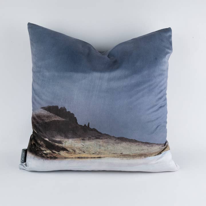 Cath Waters Scottish Landscapes - Wholesale Throw/Decorative Pillow - The Storr Loch Isle of Skye Velvet Cushion1