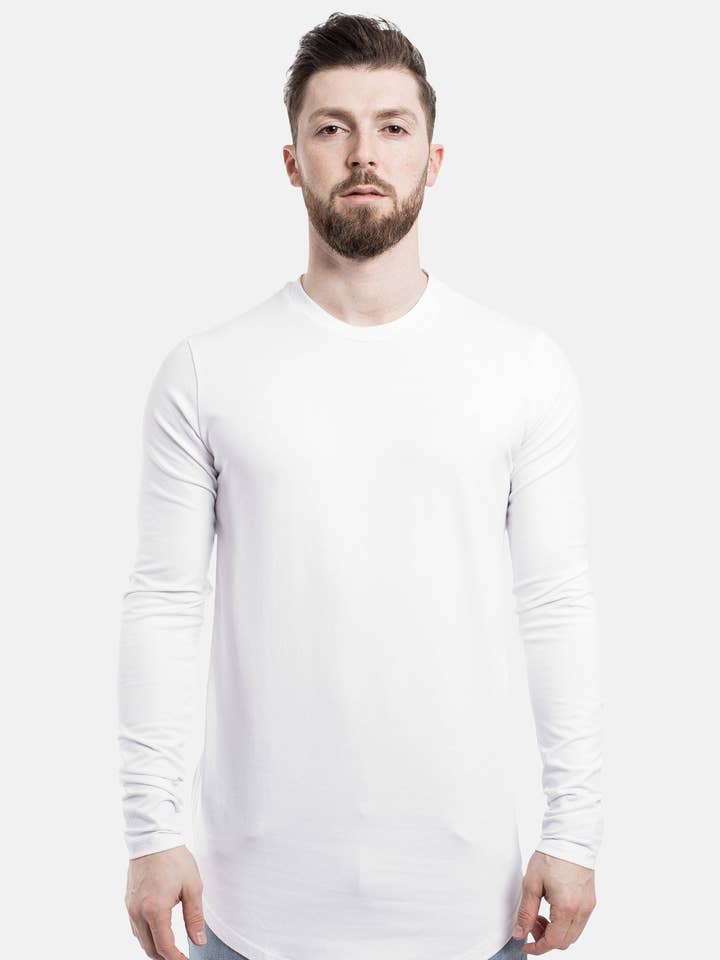 Camiseta Comprida com Fecho Lateral e Manga Comprida Branca por atacado de Blackskies