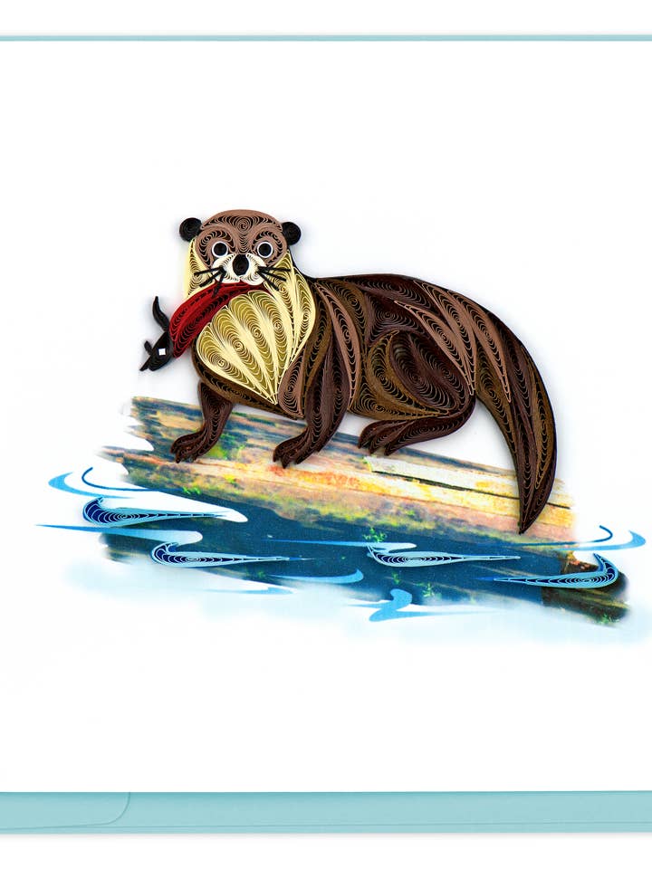 Otter - Quilling Card, Handmade Greeting Card for wholesale by Second Nature Ltd