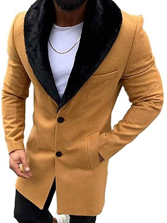 Lucyes Jassen met imitatiebontkraag voor heren, lange wollen winterjas voor wholesale door Alberto Nardoni