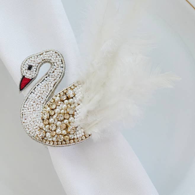 White Swan Napkin Ring for wholesale by Beth Ladd Collections