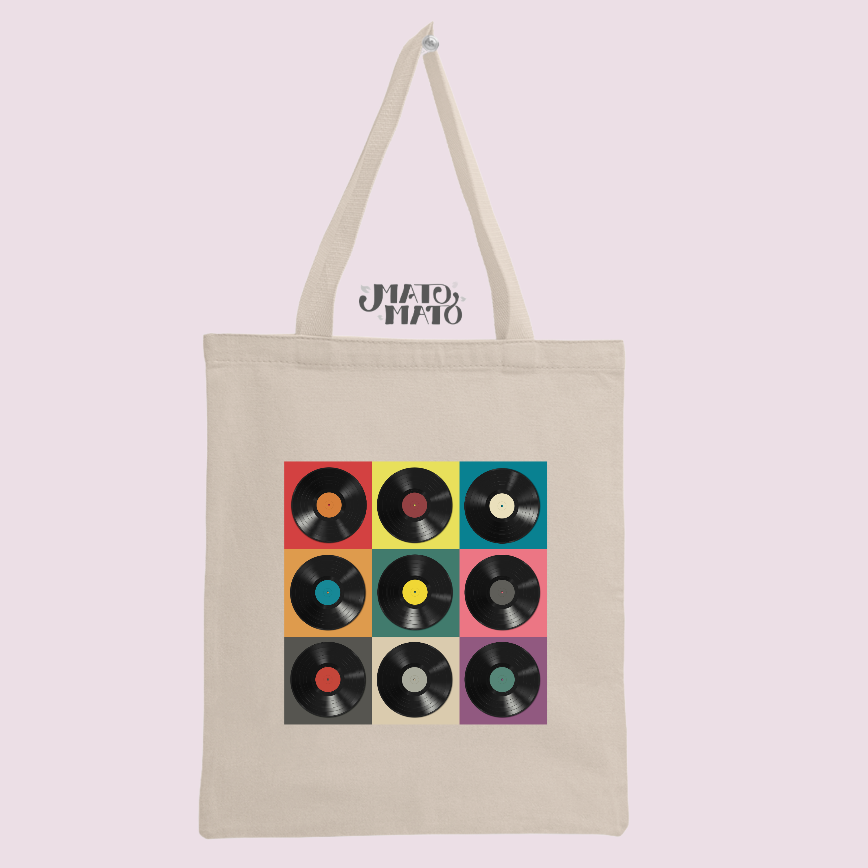 MatoMato Totes and Tees - Wholesale Tote Bag - Women's - Retro Vinyl Records Pop, Art Tote Bag1