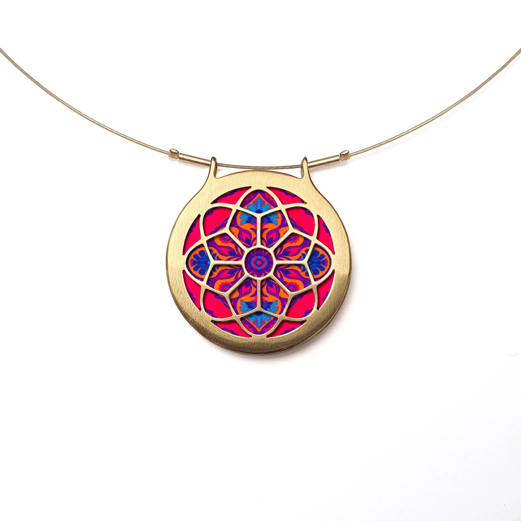 Noa Jewellery – wholesale Pendant/charm necklace – Rose Window Ceramic Necklace, Gold Plated Stainless Steel13