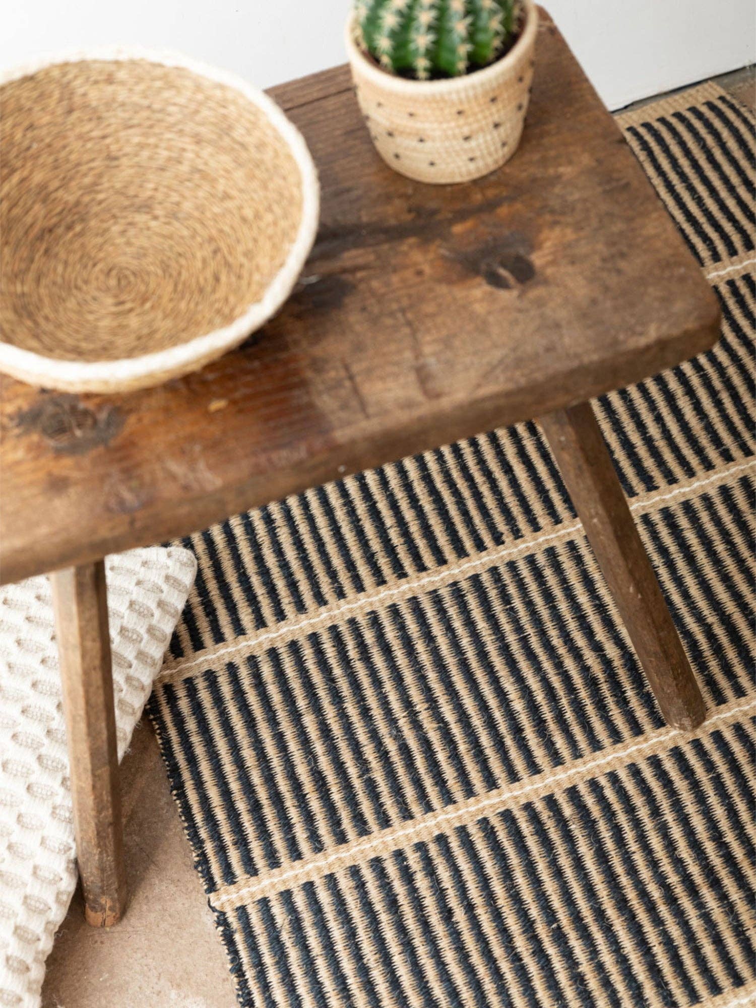 The Basket Room - Wholesale Floor Mat - KICHANA: Natural & Black Woven Sisal Floor Runner1
