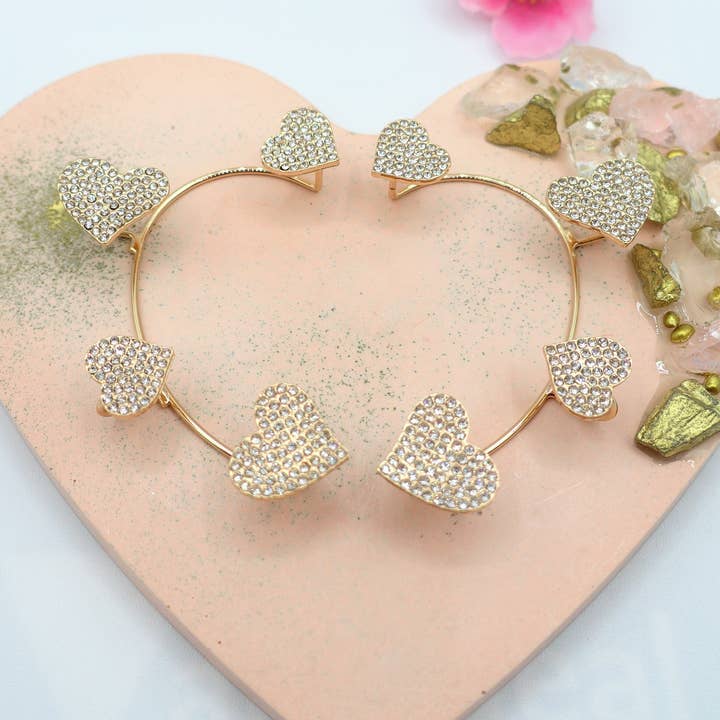 Daemon srls - Wholesale Cuff/Wrap Earrings - QUERIDA ~ EARCUFF mono orecchino con cuori in cubic zirconia13