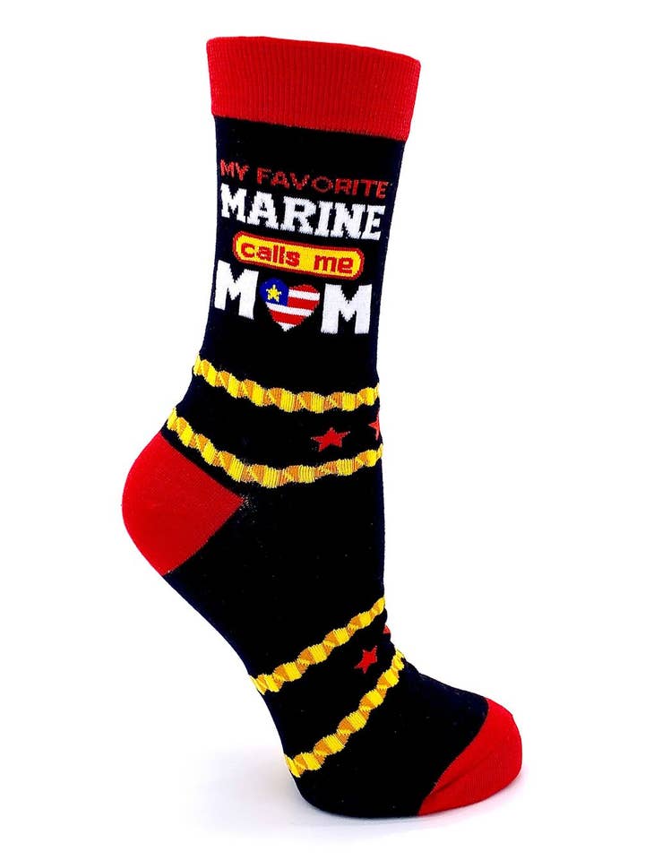 Fabdaz - Wholesale Socks - Women's - My Favorite Marine Calls Me Mom Women's Crew Socks