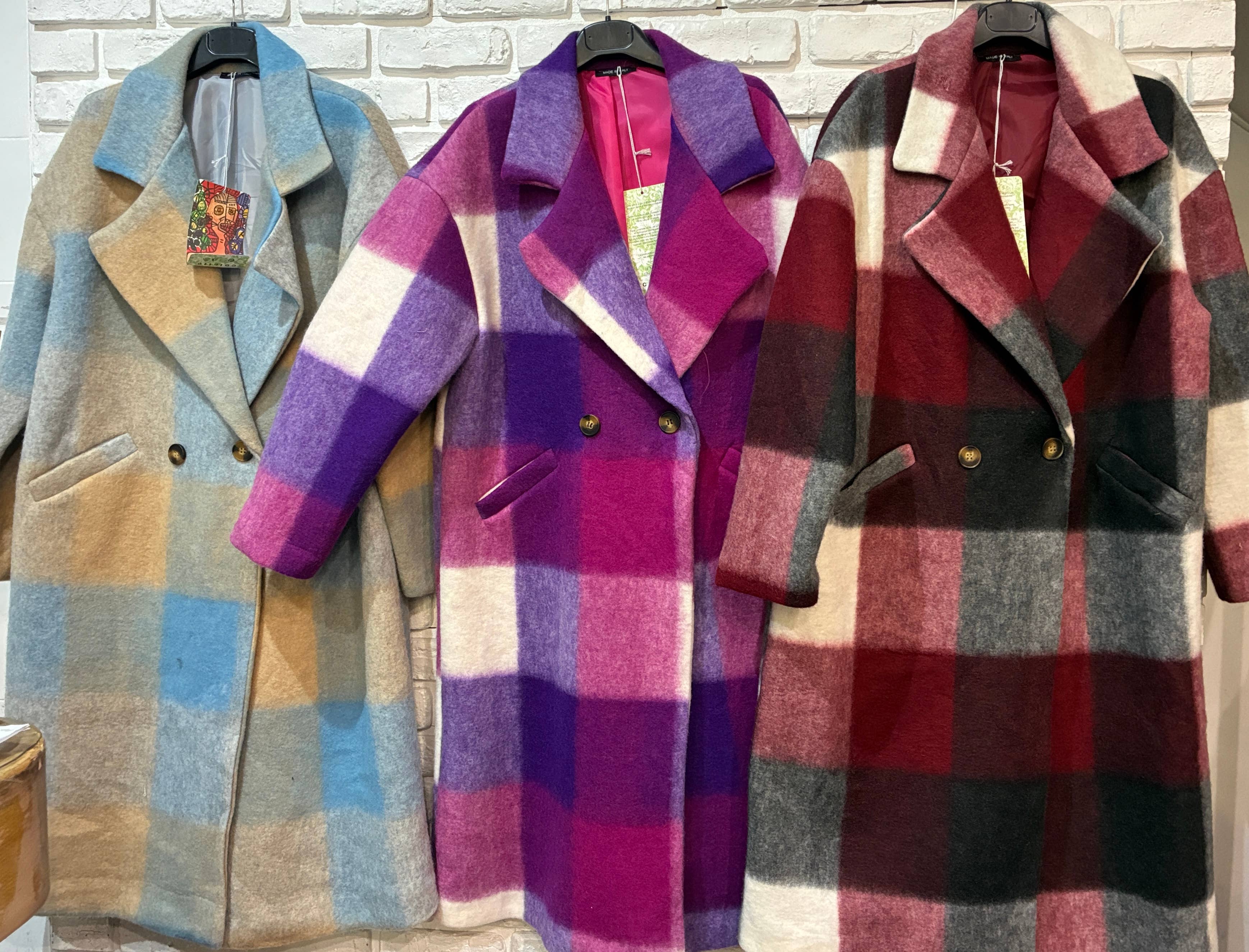 la maison des fibres naturelles - Vente Manteau – femme - Manteau à carreaux 60705+size MADE IN ITALY 5