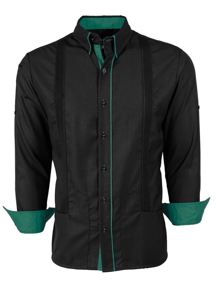 Y.A.Bera Clothing Modern Guayaberas - Wholesale Button Down Shirt - Men's - Couture Black Clásico Norteña Guayabera10