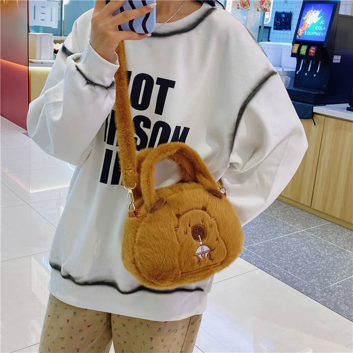 CapyFun – wholesale Axelväska - Dam – Capybara Plysch Crossbody Väska Handväska Söt Fluffig Mode
