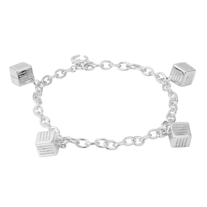 HANUMAN CHALISA DICE CHARMS BRACELET in Sterling Silver 925 for wholesale by Mantra4u