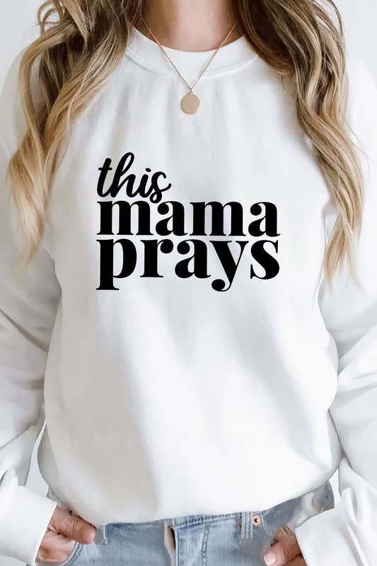 Top Avenue – Camisola gráfica - Mulher por atacado – Este camisola Mama Prays, Christian, Unissexo Gola Crewneck0