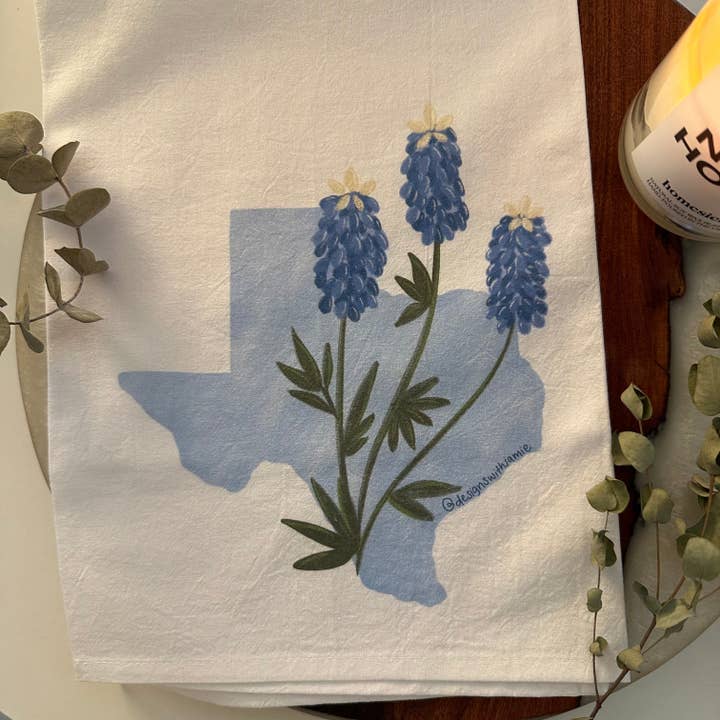 Texas Bluebonnet viskestykke for engroshandel hos Designs with Jamie