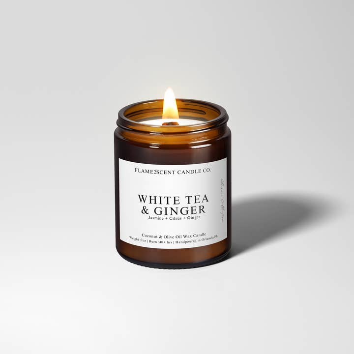 Hvid Te & Ingefær Lys for engroshandel hos Flame2scent Candle Co.