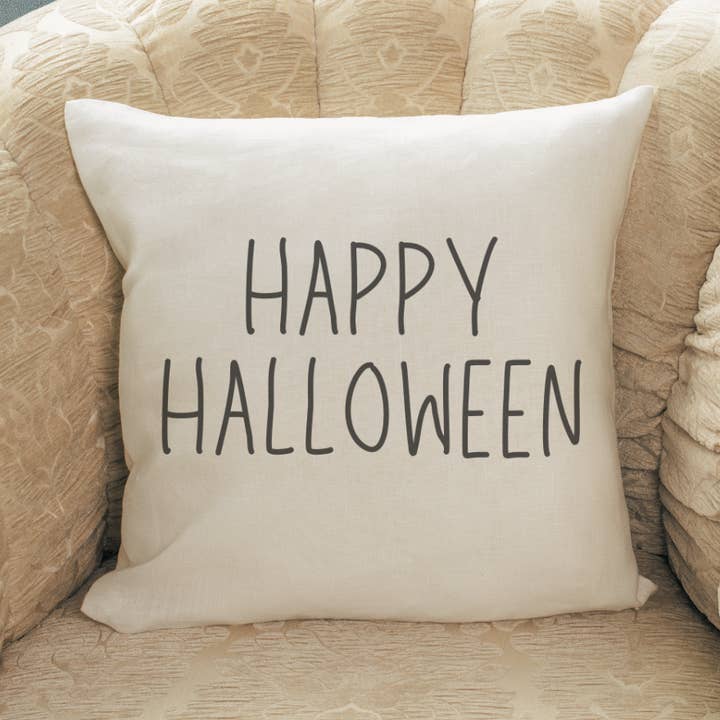 Happy Halloween tekst pudebetræk for engroshandel hos Go Charlotte