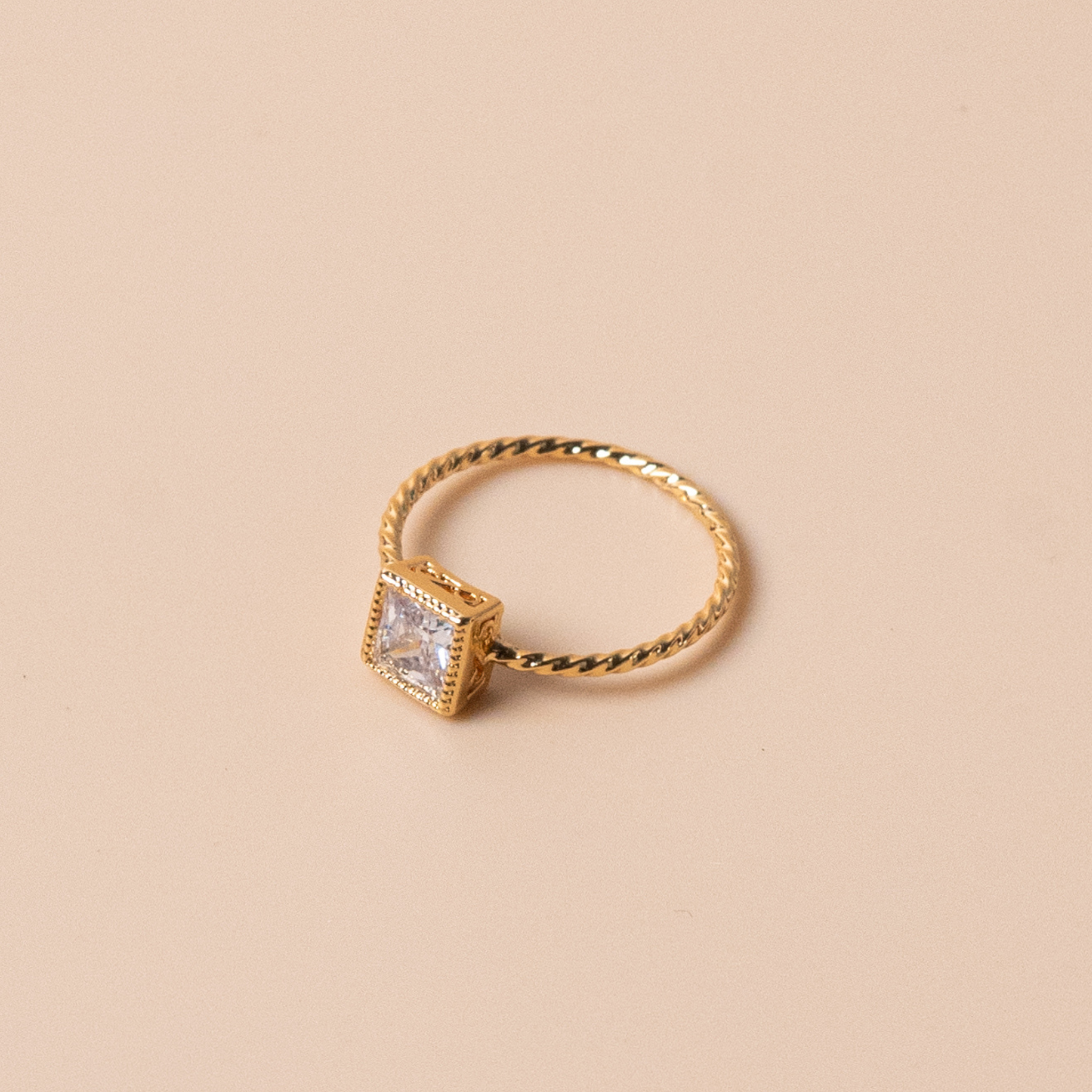 Factor Stories - Wholesale Single Stone/Solitaire Ring - Gold Square Ring0