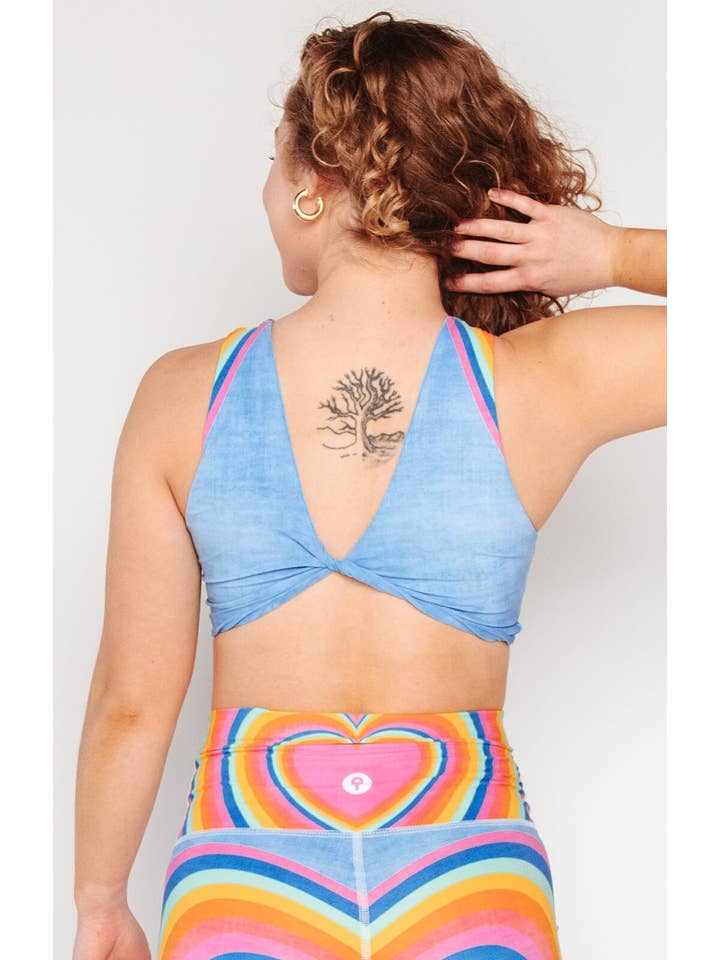 Yoga Democracy - Wholesale Athletic Top - Women's - Reversible Twist Top in Rainbow Love3