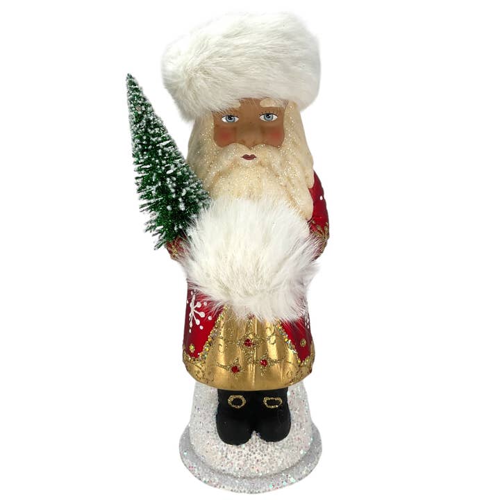 Pinnacle Peak Trading - Vente Décoration de Noël - Chapeau de père Noël russe rouge Ino Schaller en papier mâché allemand