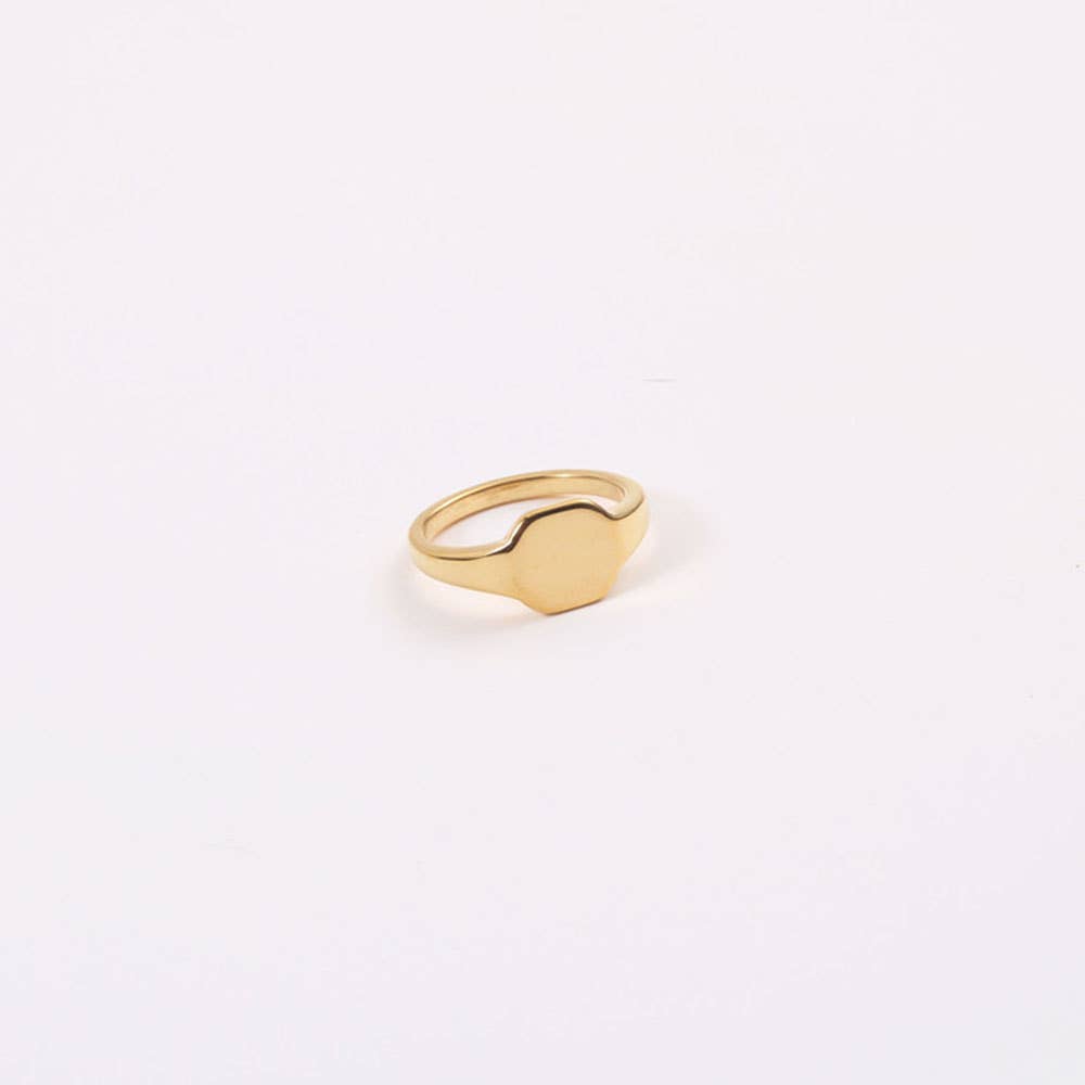 SEVEN50 - Wholesale Signet Ring - 14K Gold Plated Simple Square Stainless Steel Rings for Wome2