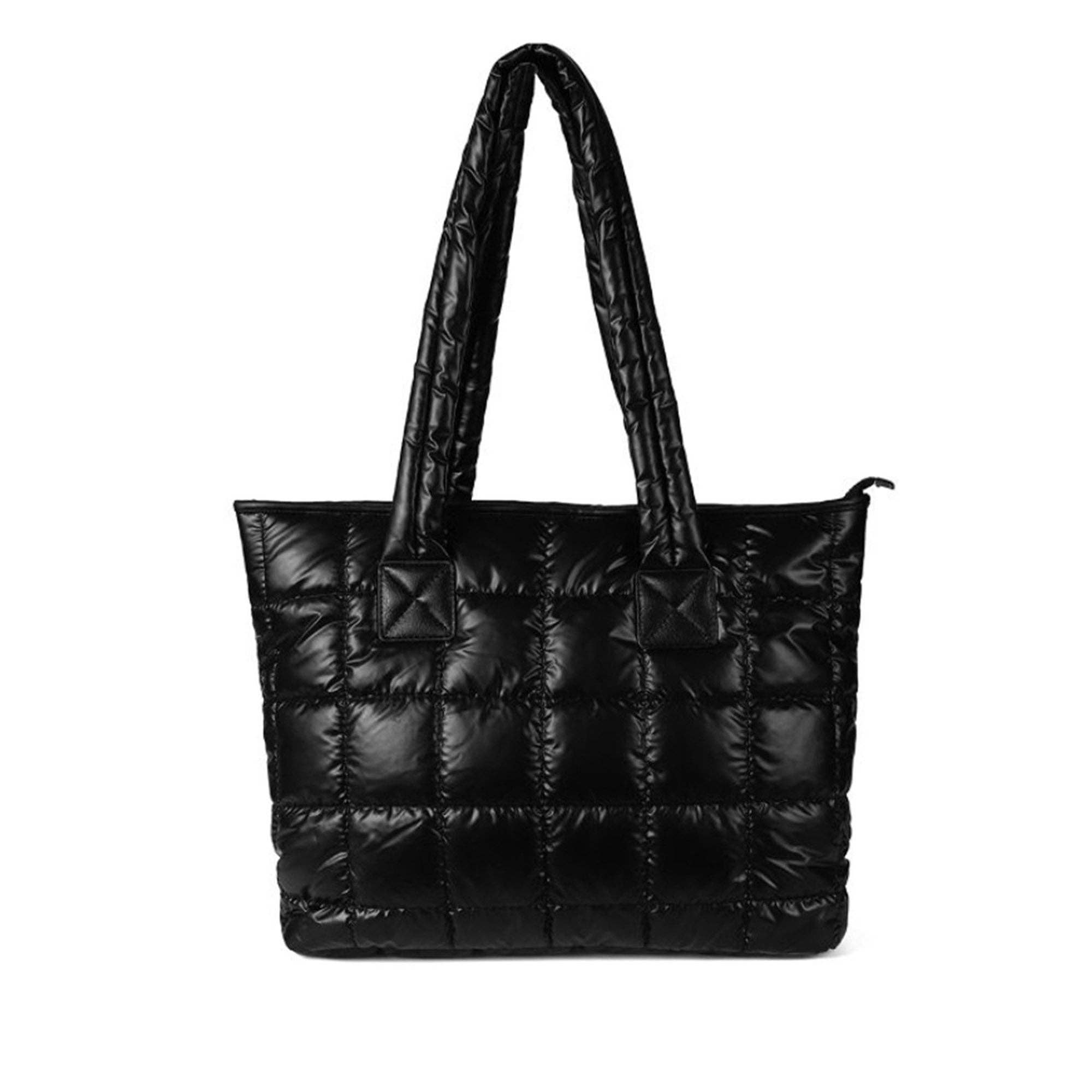 BLACK Women's Nylon Puffer Quilt Tote Bag LTBG1305 (2PC) for wholesale on Faire0