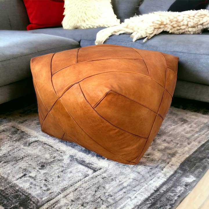 DarKech - Wholesale Pouf - Amazing square Ottoman Pouffe Moroccan leather pouf