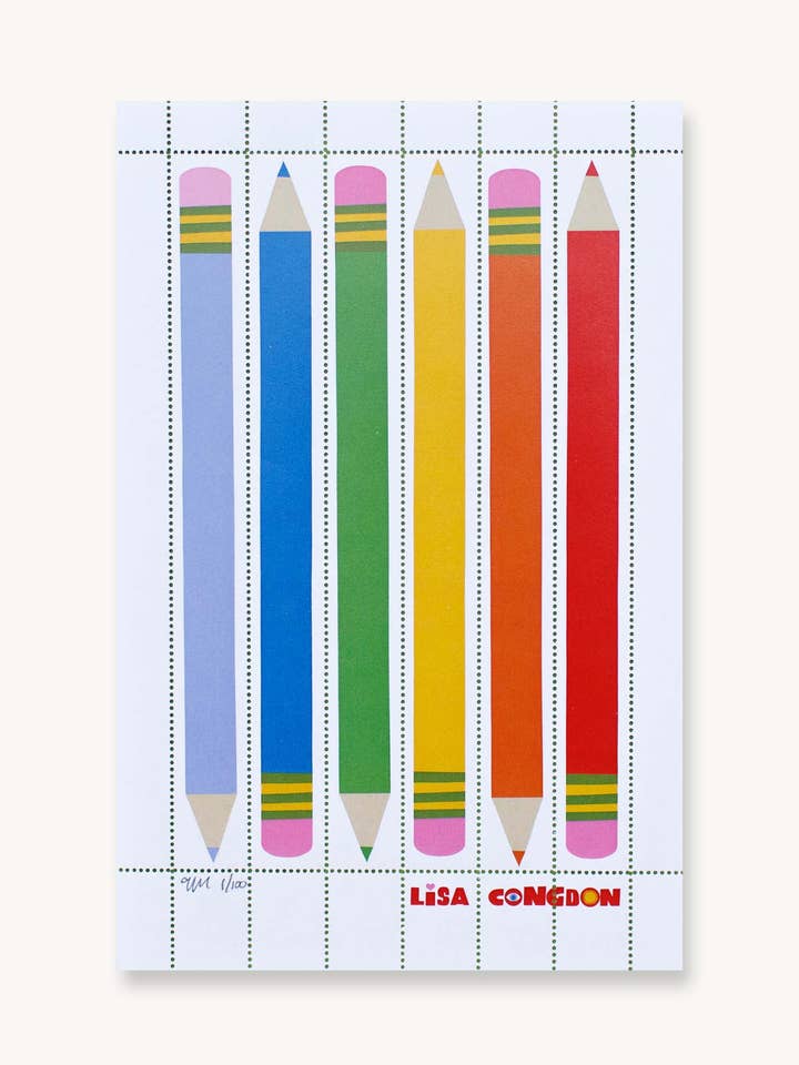 Poster Stamp series 9 - Six Pencils for wholesale by Lisa Congdon Art & Illustration