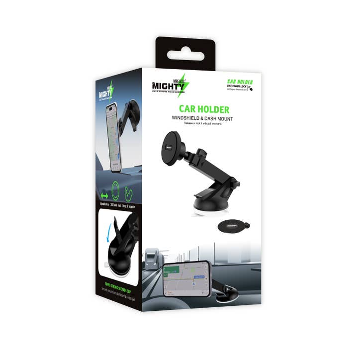 Mighty Wireless - Wholesale Phone/Tablet Stand - Mighty Wireless Windshield And Dash Mount Car Holder MK03